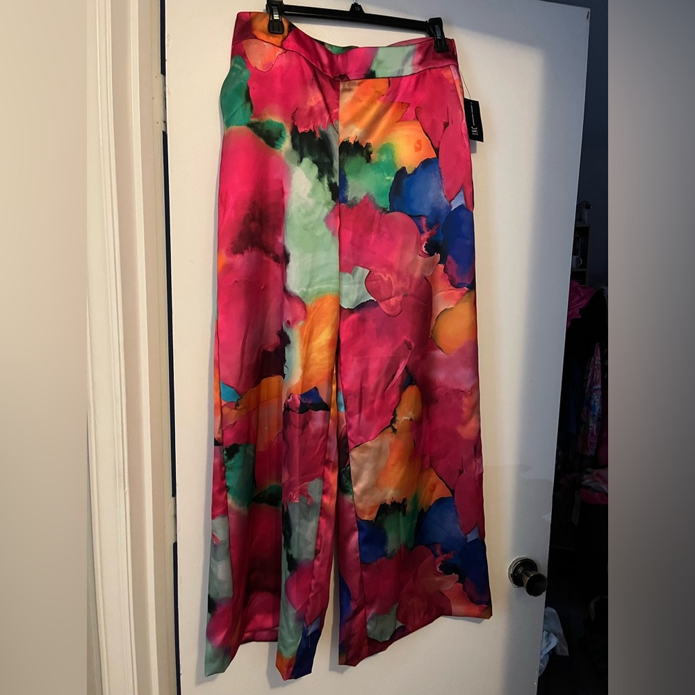INC International Concepts Pink and Green Wide-Leg pants